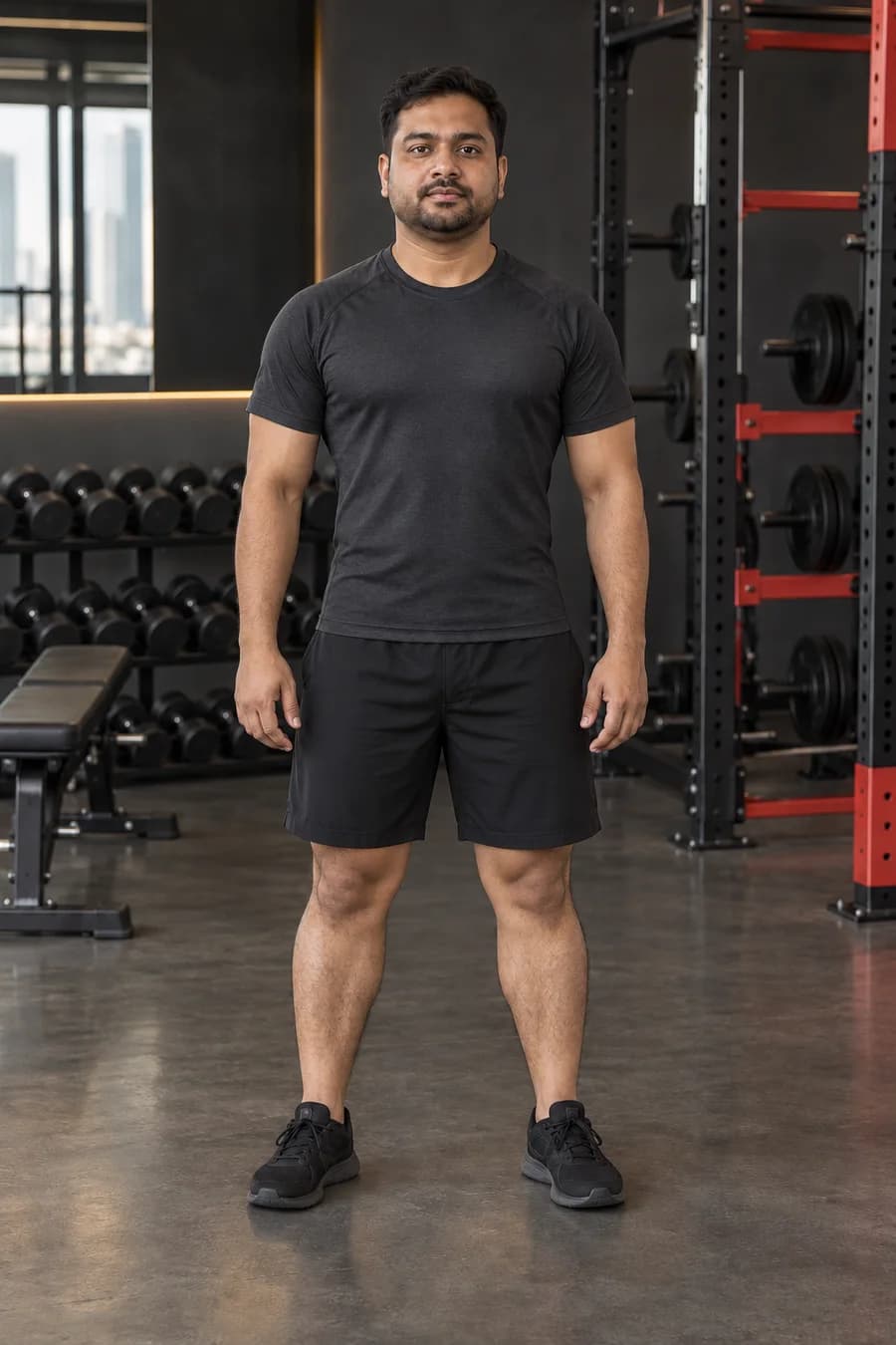 A standing man in a gym, after visualization