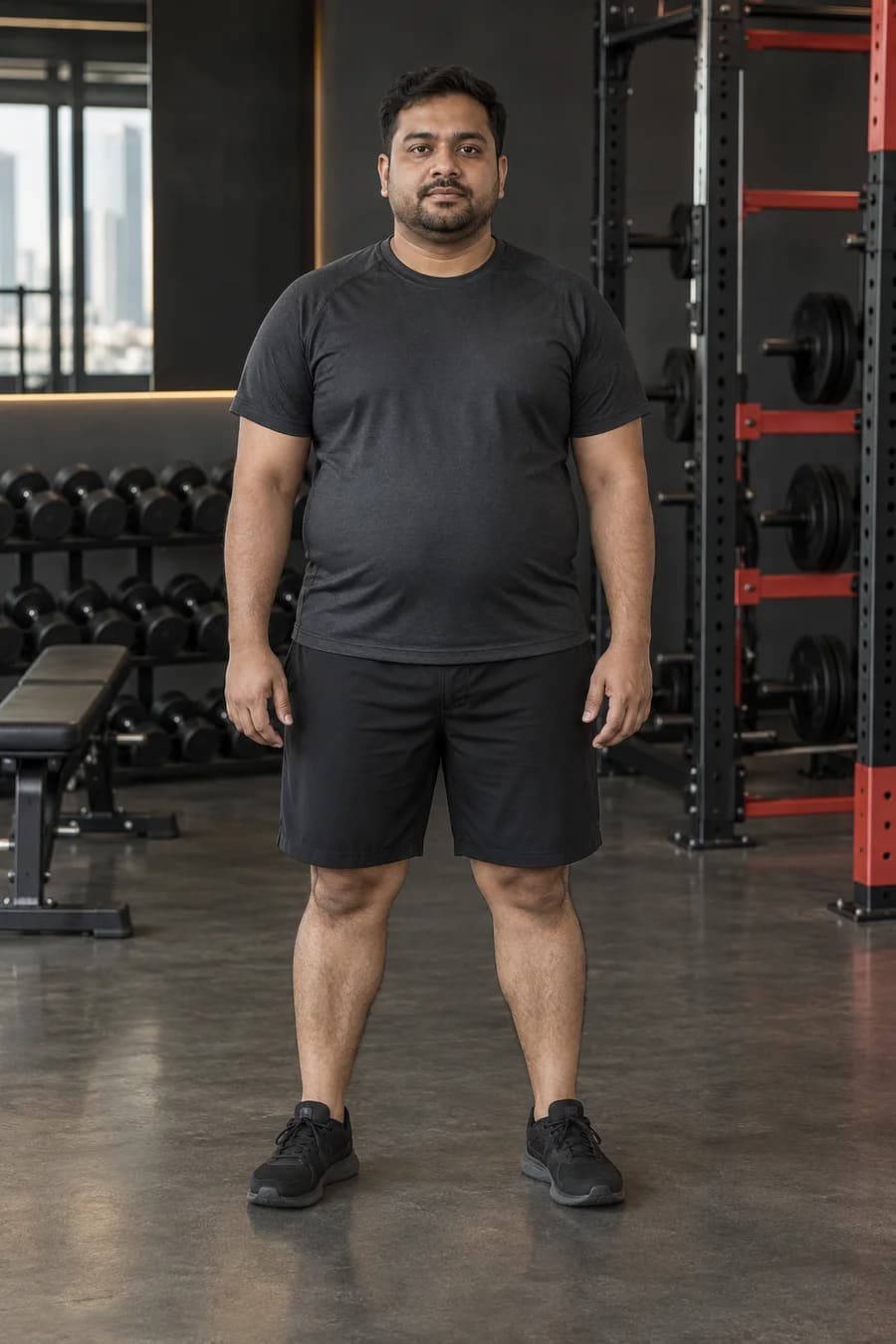A standing man in a gym, before visualization
